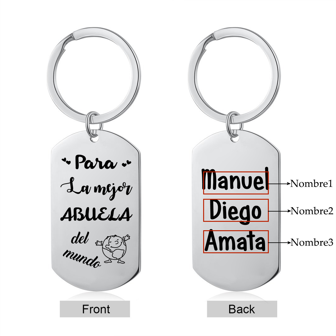 A mi abuela - Llavero 1-5 Nombres Personalizado LA MEJOR ABUELA-Jessemade ES