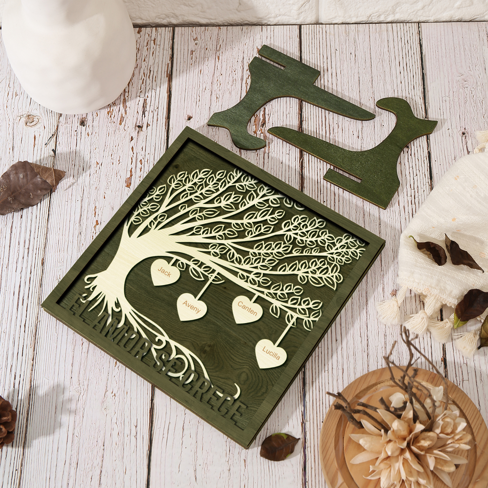 A mi mamá/abuela-Adorno 2-8 nombres personalizados decoración de madera árbol de la vida-Jessemade ES