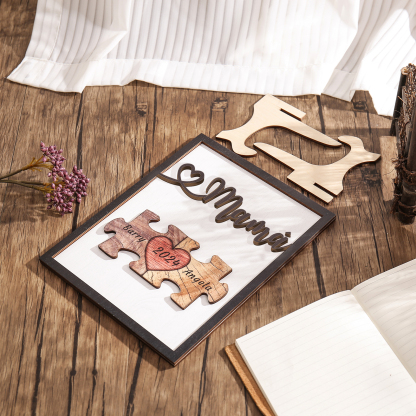 A mi mamá-Adorno 2-6 nombres y año personalizados decoración de madera rompecabezas-Jessemade ES