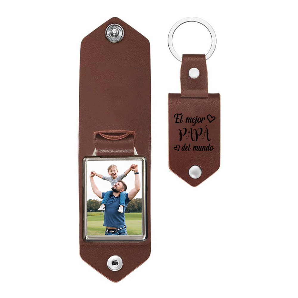 Llavero para papá de cuero personalizado con 1 foto-Jessemade ES