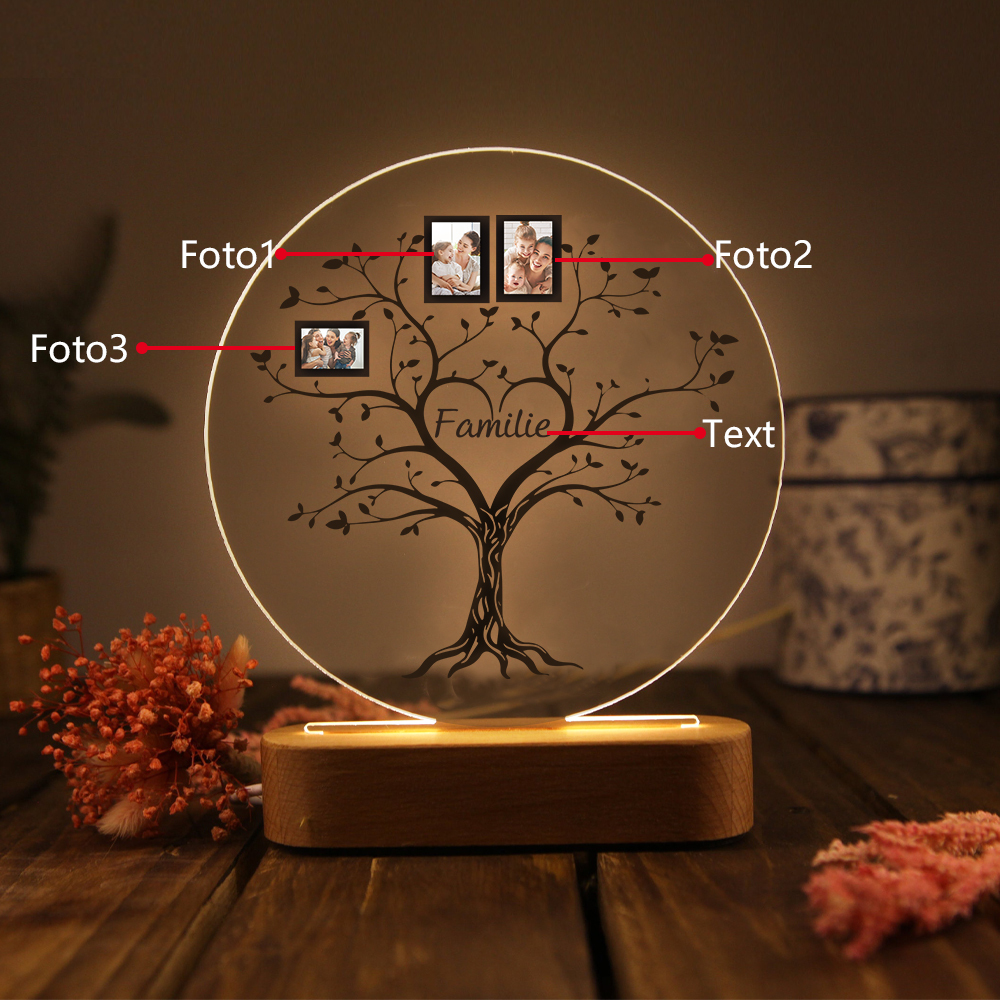 A mi mamá/abuela-Lámpara 3D Ilusión Luz de Noche Personalizada con 2-6 Fotos y 1 Texto-Jessemade ES