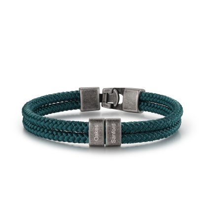 2-4 Nombres Personalizados Pulsera de Cuerda Verde Aros de Acero Inoxidable-Jessemade ES