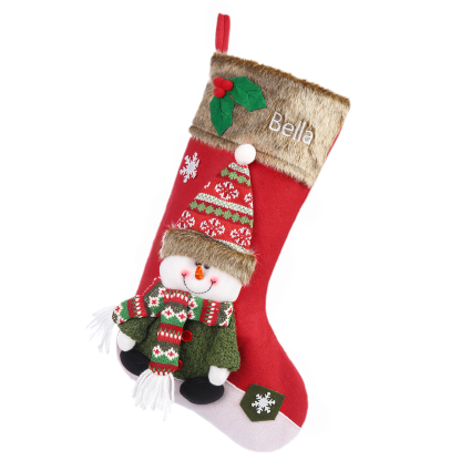 Adornos de medias navideñas con muñeco Bolsa de regalo 1 Nombre personalizado-Jessemade ES