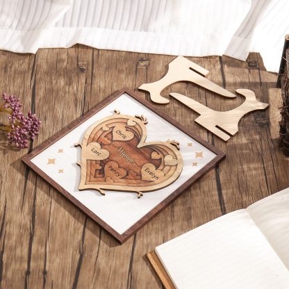 A mi mamá-Adorno 2-6 nombres personalizados decoración de madera de corazón-Jessemade ES