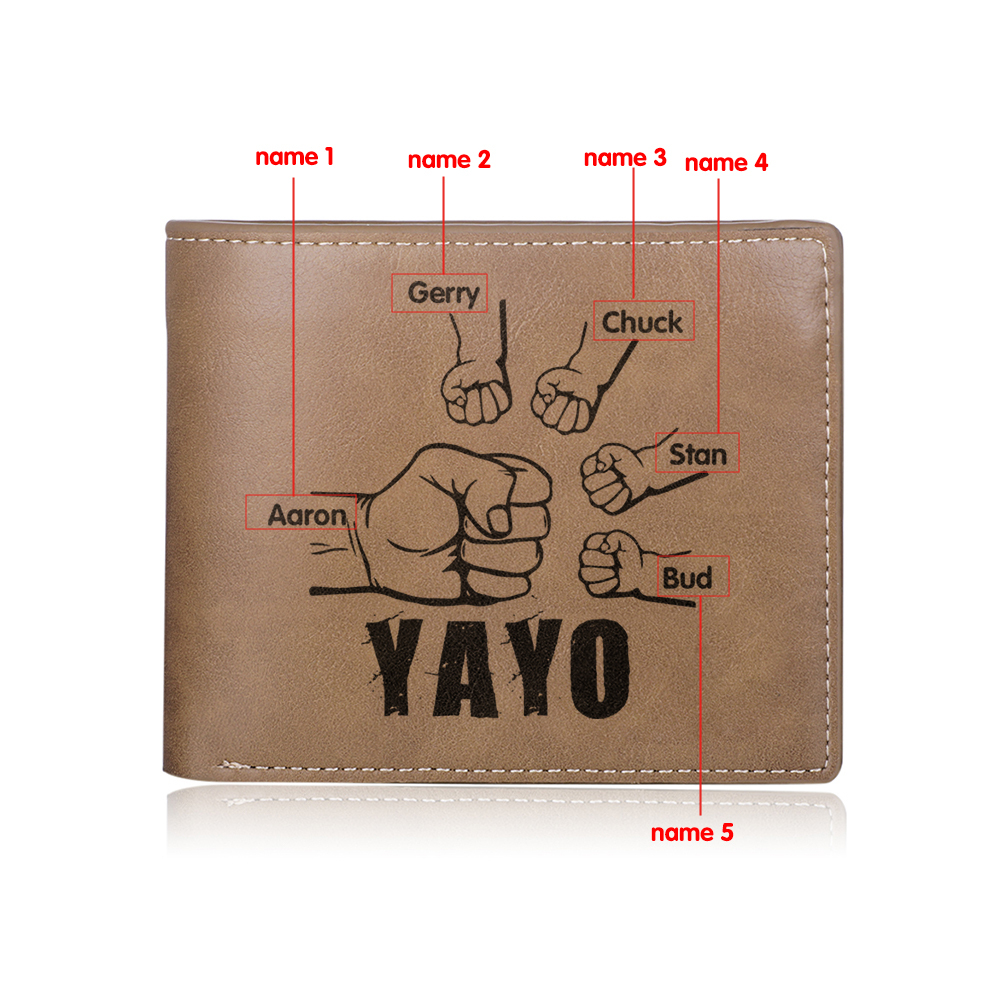 A mi abuelo-Cartera 2-5 nombres personalizados billetera clásica puño con puño -Jessemade ES