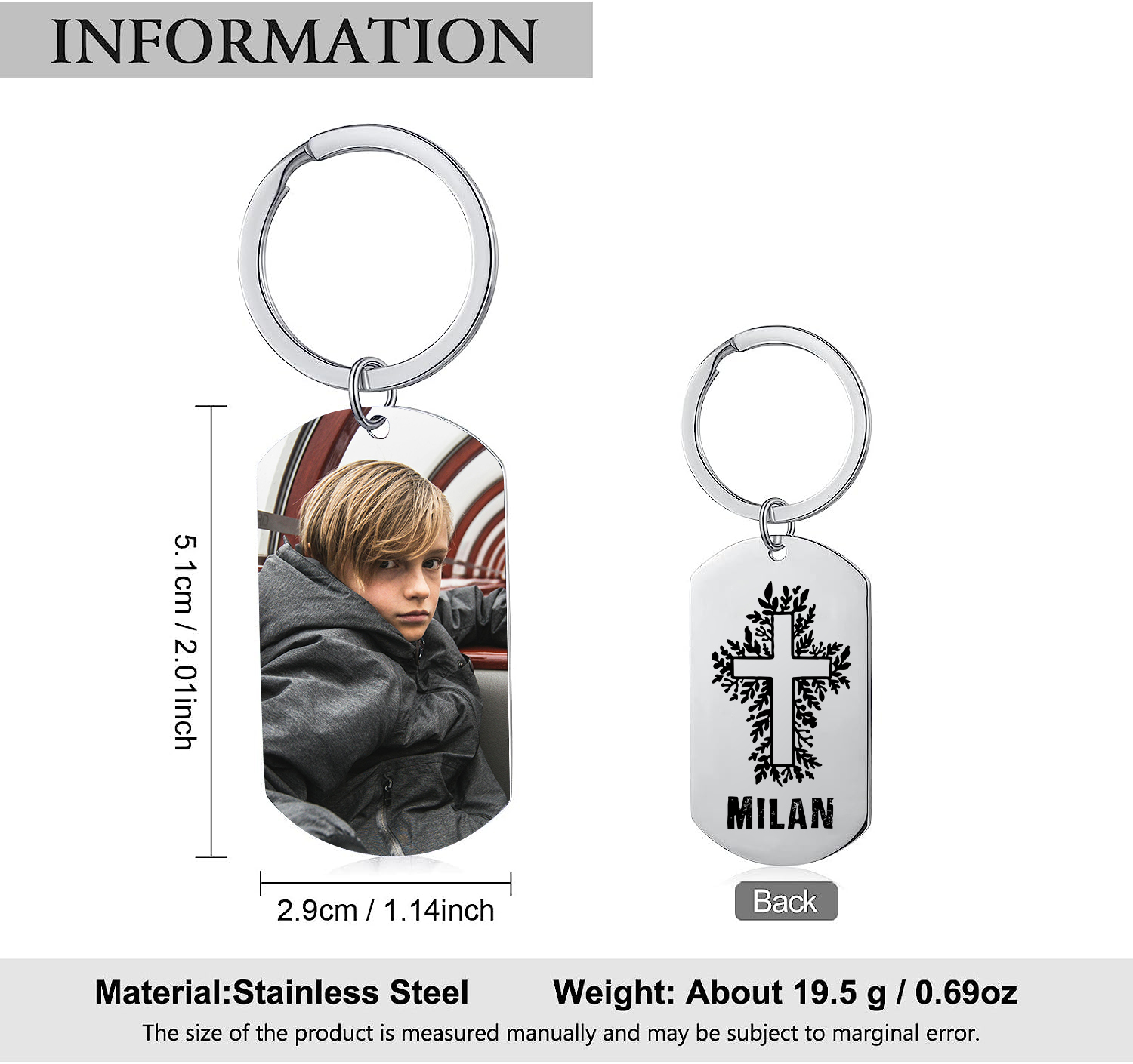 Comunión-Llavero con icono de comunión 1 foto y 1 nombre personalizados-Jessemade ES