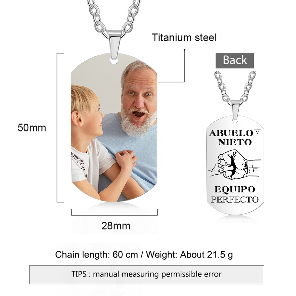 A MI ABUELO-Collar abuelo y nieto de placa personalizada con foto-Jessemade ES
