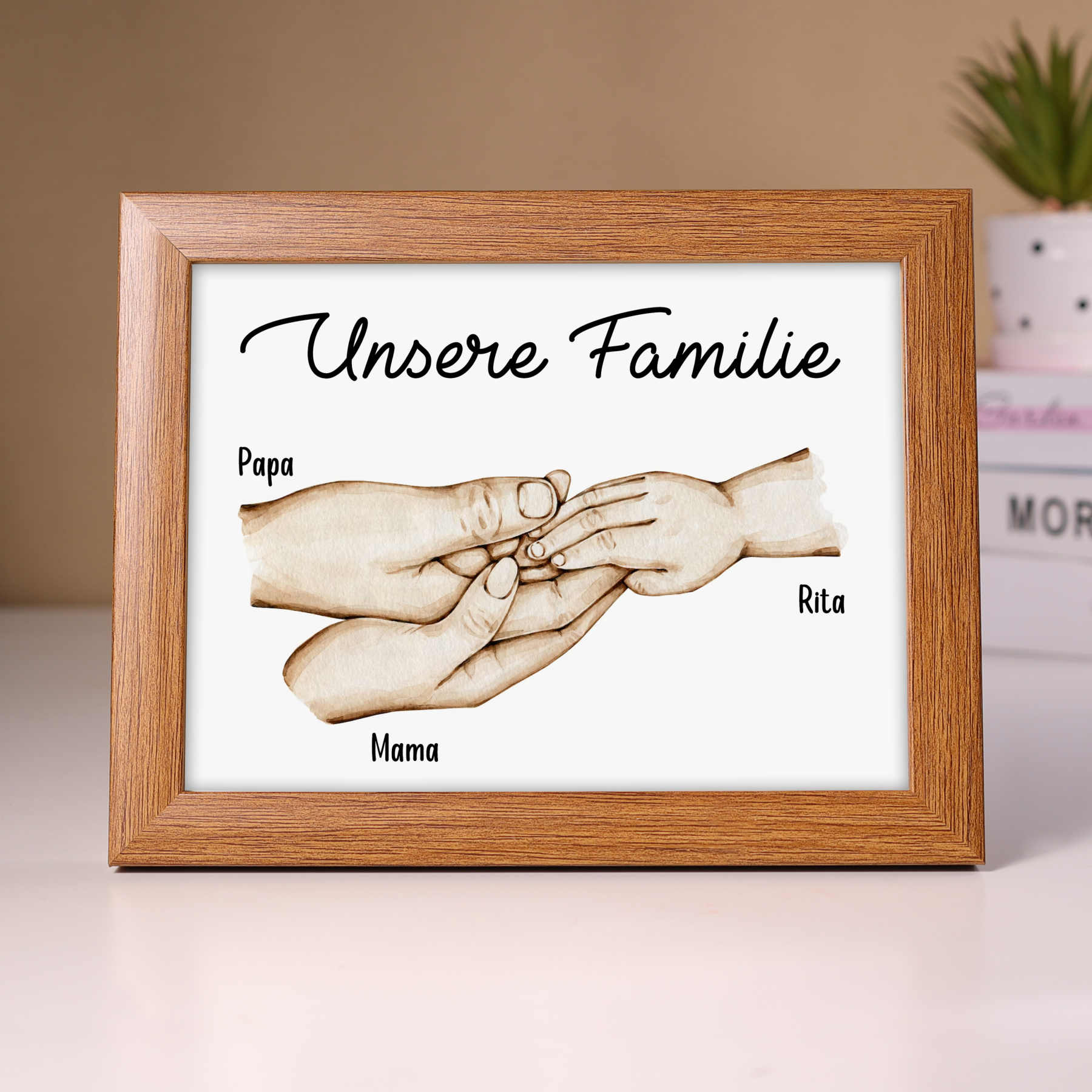 A mi papá-Marco de madera mano a mano 3 nombres personalizados con texto-Jessemade ES