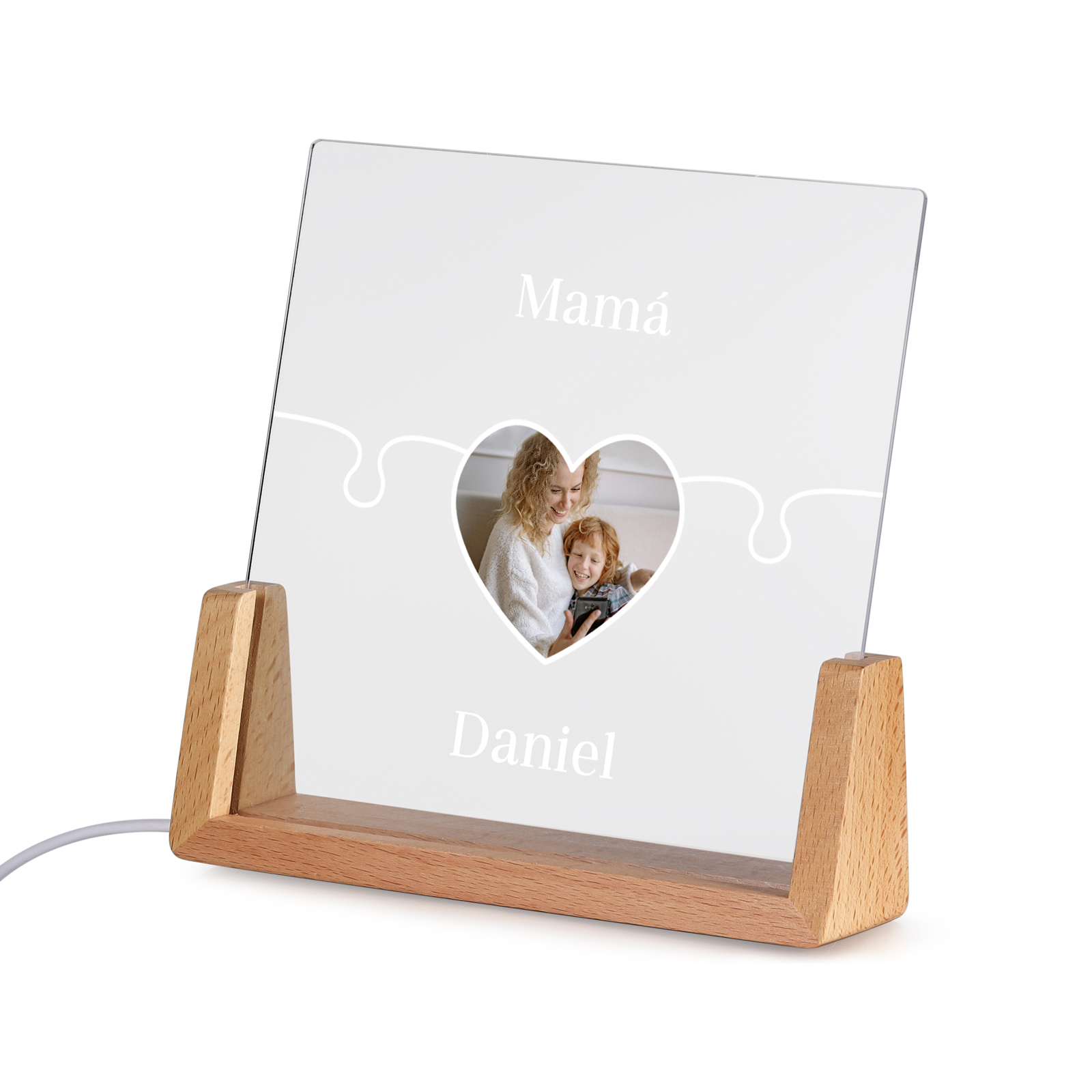 A mi mamá/abuela-Lámpara Personalizada con 2-7 Nombres y Foto "rompecabezas" 3D Ilusión Luz de Noche-Jessemade ES