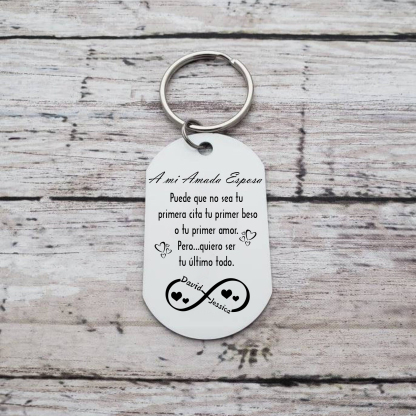 Llavero a mi esposa para pareja "Quiero ser tu último todo" 2 nombres personalizados-Jessemade ES