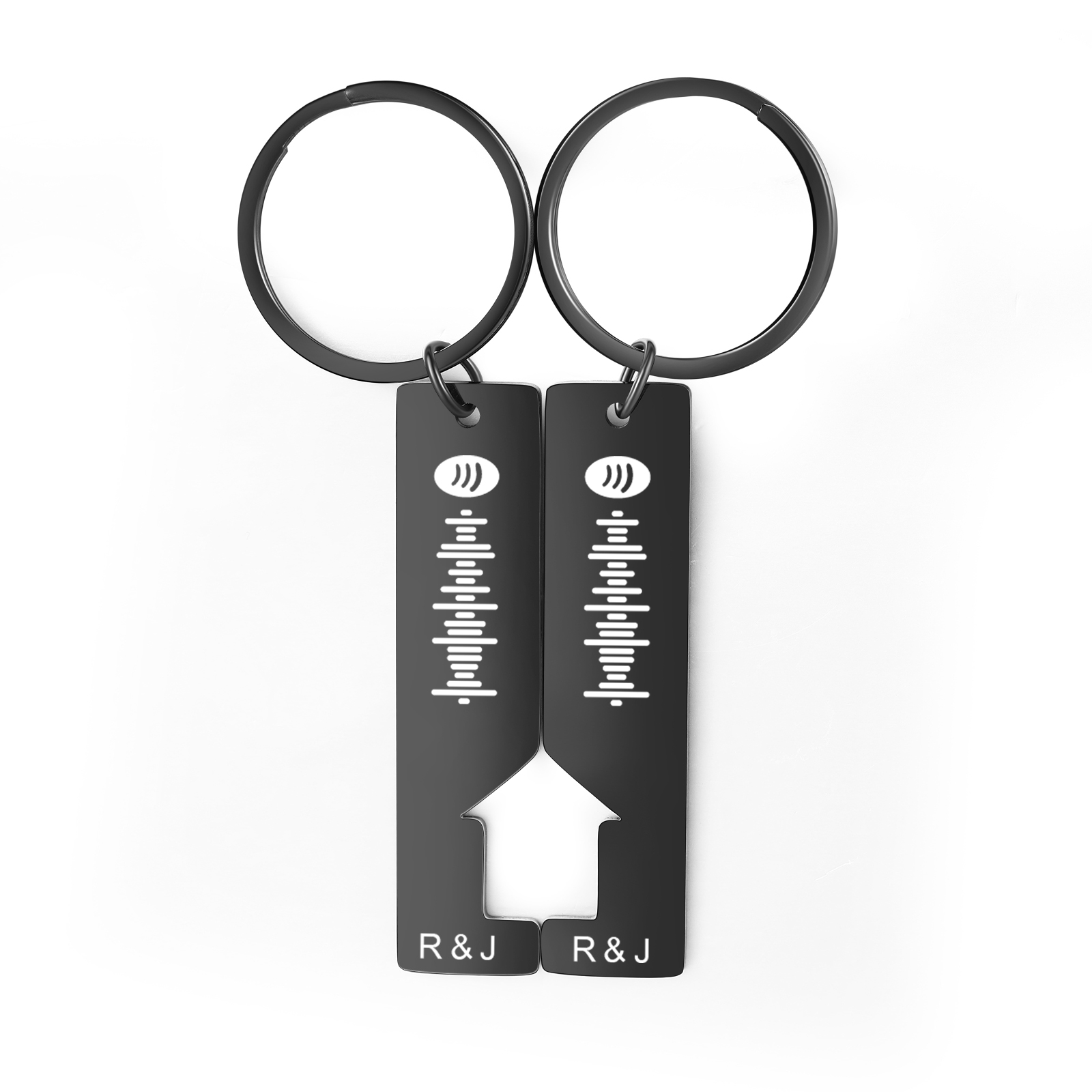 Llavero con casa encajada para pareja código de Spotify 2 letras personalizadas-Jessemade ES