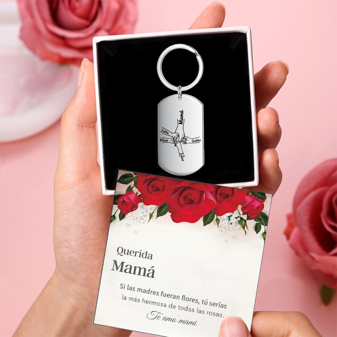 A mi mamá-Llavero 1-5 Nombres Personalizados MANOS COGIDAS-Jessemade ES