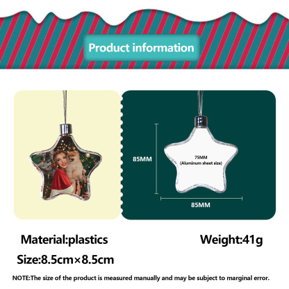 Navidad-Ornamento navideño estrella con 1 foto personalizada adorno del árbol