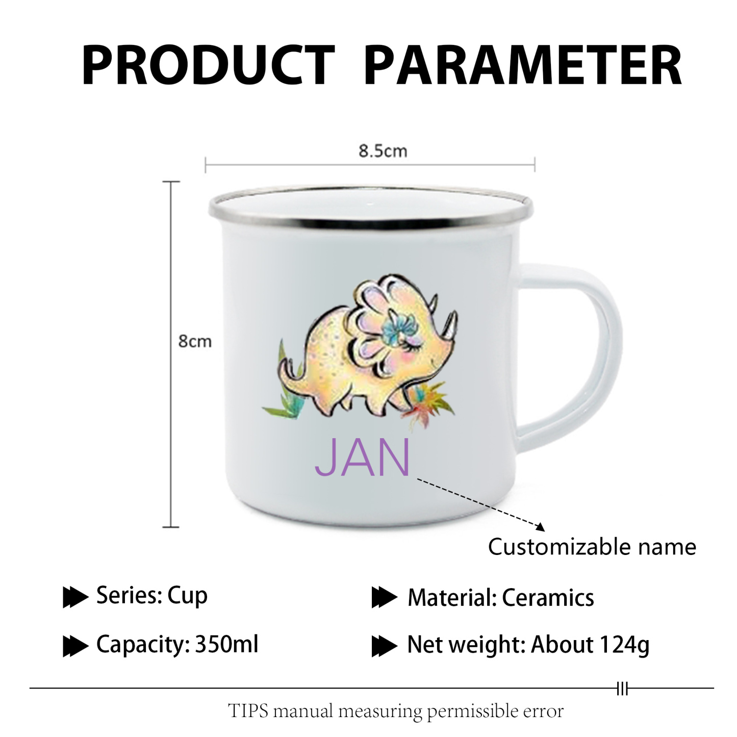 Taza con dinosaurios para niños con 1 nombre personalizado-Jessemade ES