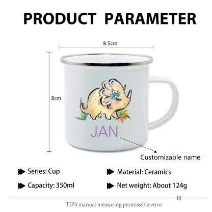 Taza con dinosaurios para niños con 1 nombre personalizado-Jessemade ES