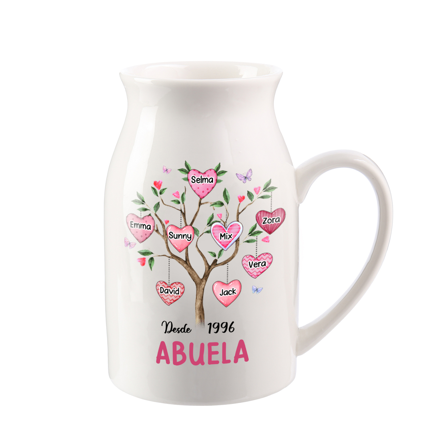 Florero de cerámica árbol de corazones 2-8 nombres personalizados con texto y año decoración del hogar-Jessemade ES
