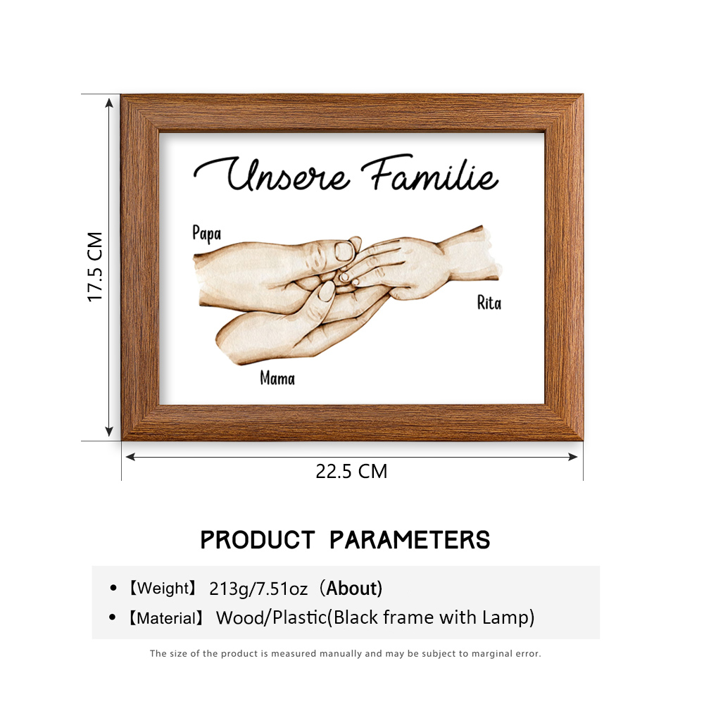 A mi papá-Marco de madera mano a mano 3 nombres personalizados con texto-Jessemade ES