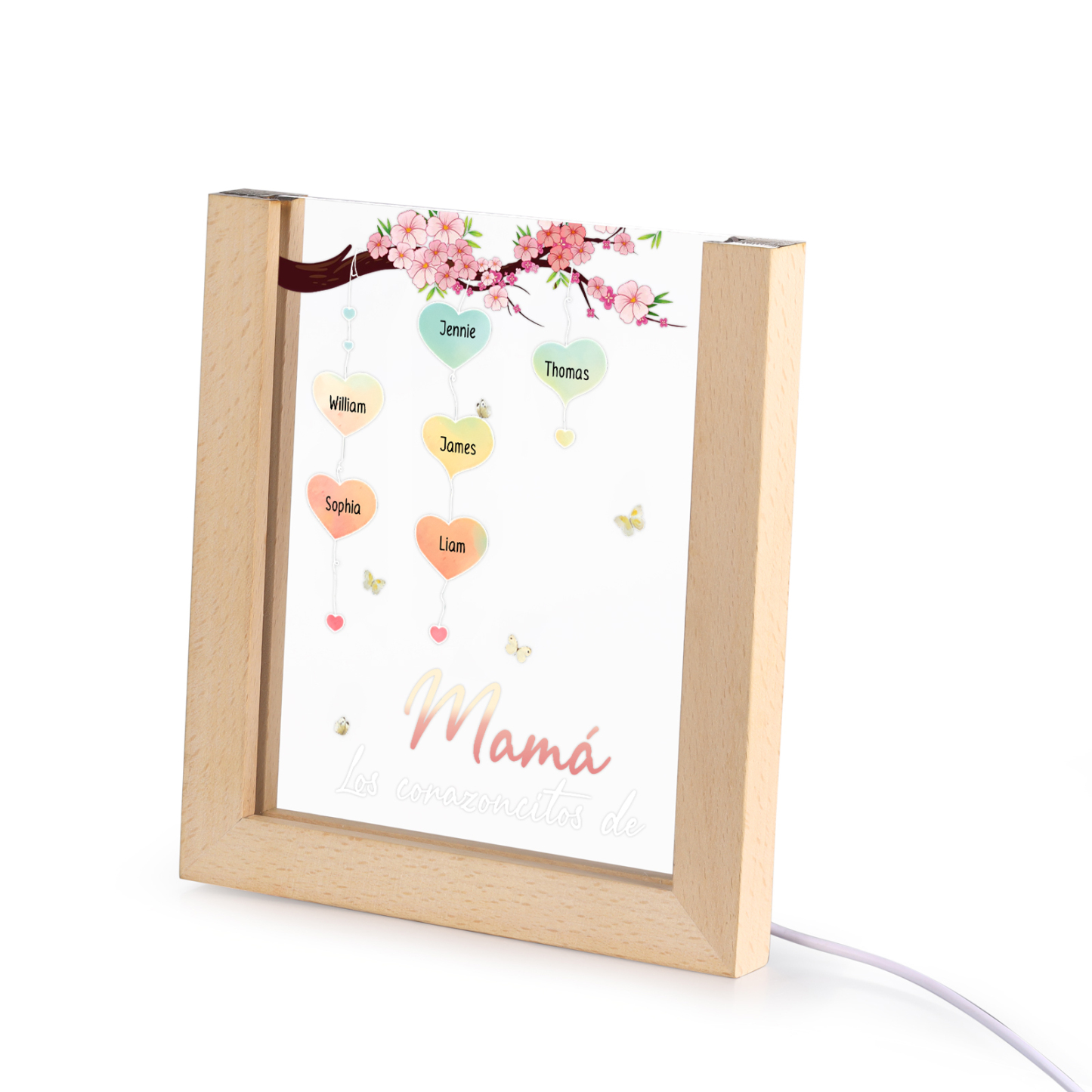 A mi mamá/abuela-Lámpara Personalizada con 2-8 Nombres y Texto "árbol y corazones" 3D Ilusión Luz de Noche-Jessemade ES