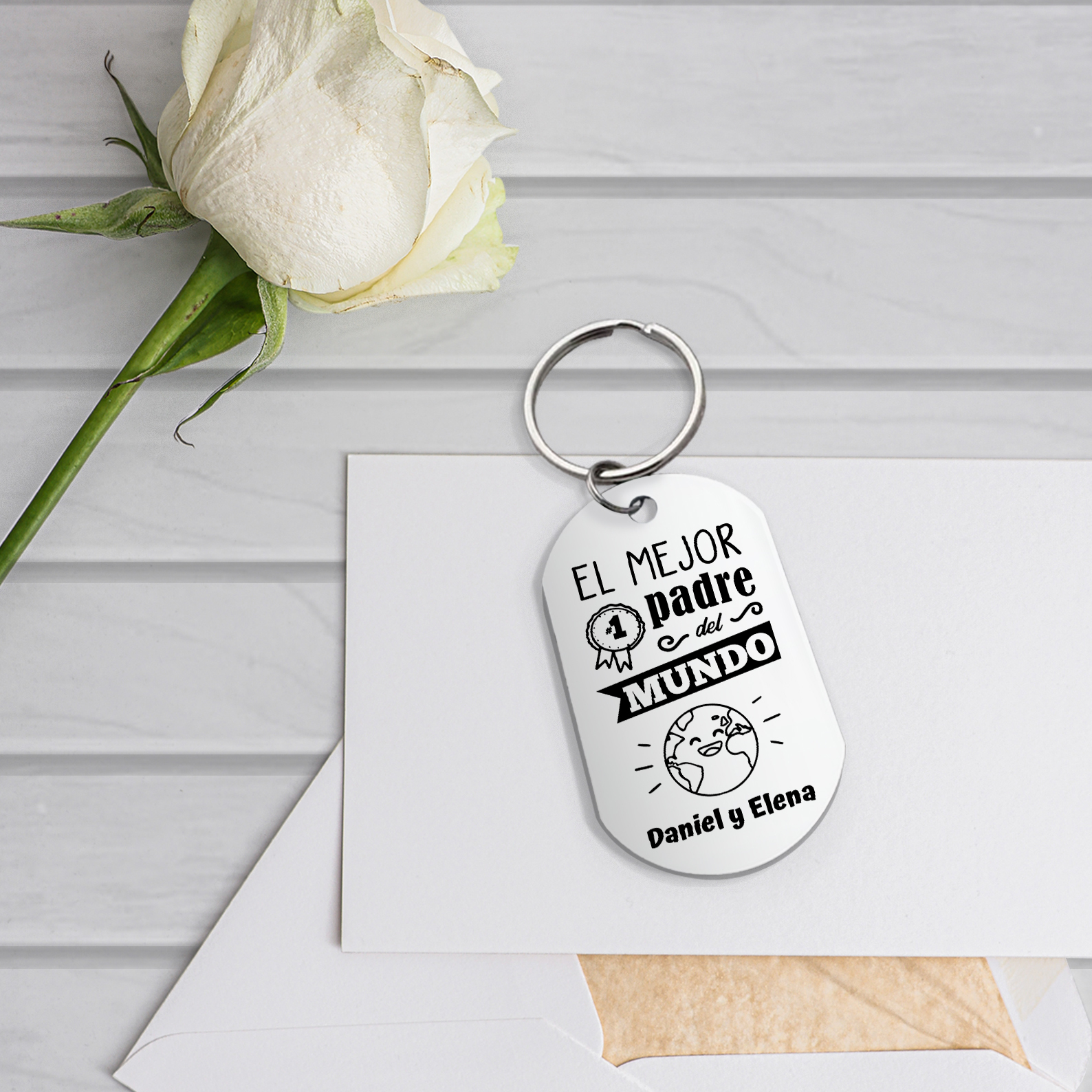 A mi papá-Llavero Personalizado EL MEJOR PADRE 1 Texto -Jessemade ES