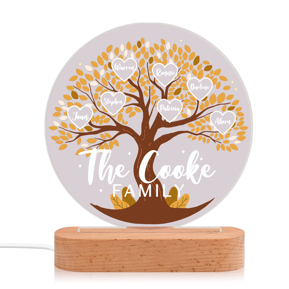 Lámpara de noche LED Árbol de la Vida 7 nombres y 1 texto personalizados-Jessemade ES