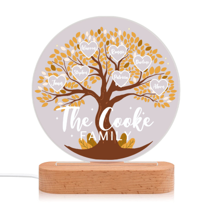 Lámpara de noche LED Árbol de la Vida 7 nombres y 1 texto personalizados-Jessemade ES