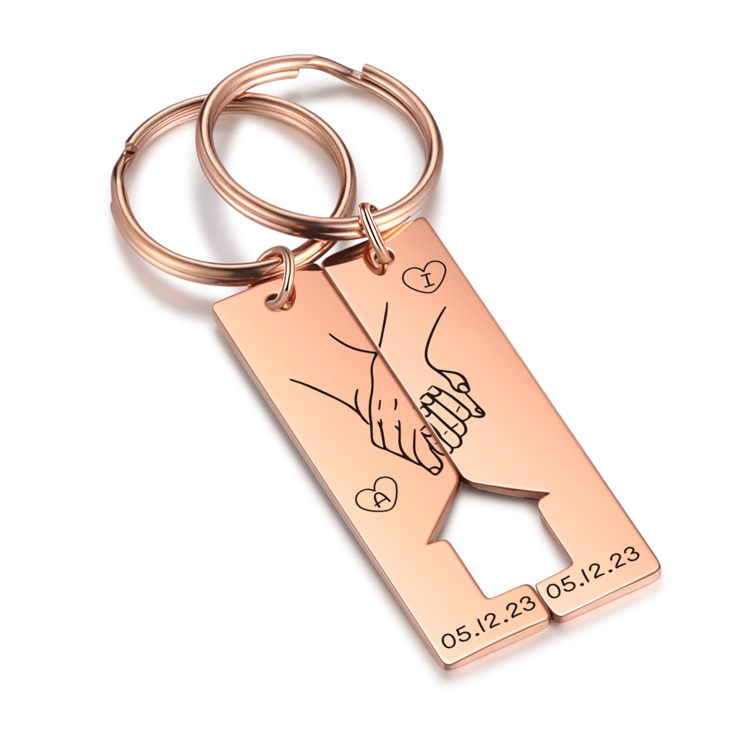 A mi querido-Llavero con casa encajada para pareja manos cogidas 2 letras personalizadas con fecha-Jessemade ES