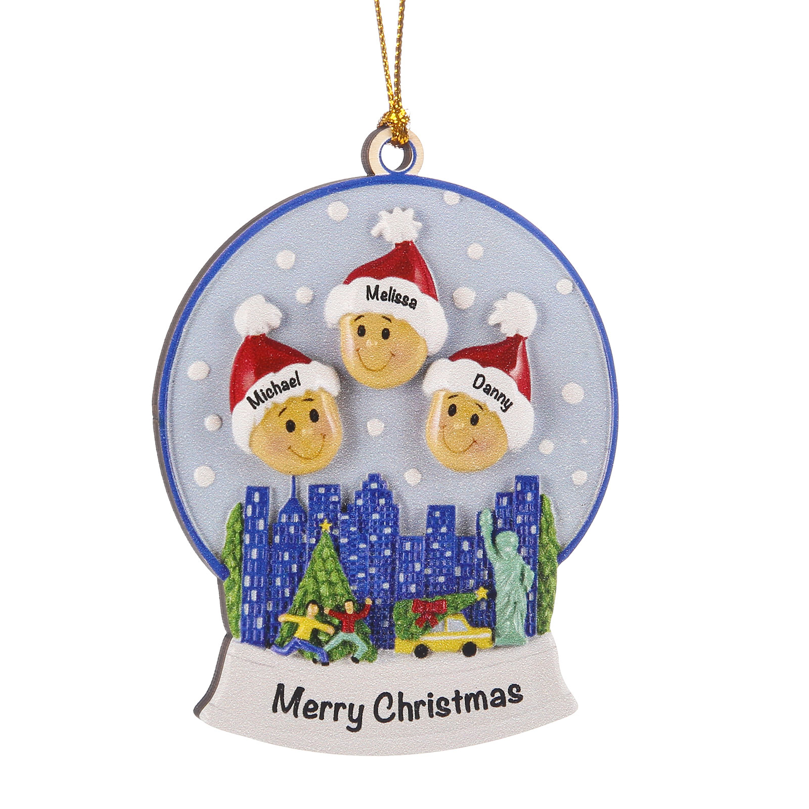 Navidad-Ornamentos Navideños de Madera Bola de cristal 3 Nombres con Texto Personalizados