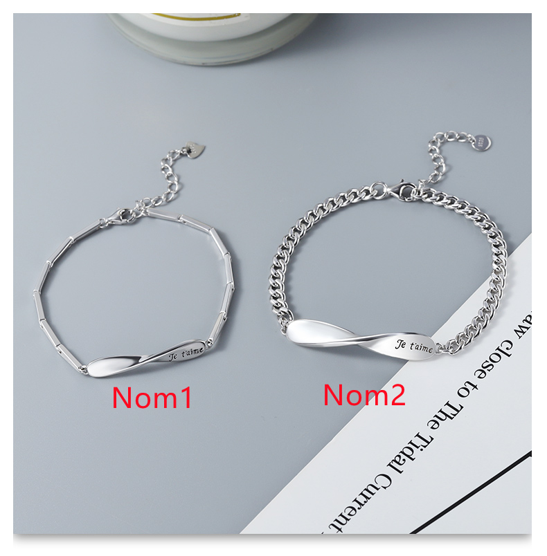 Pulseras de infinito para pareja 2 nombres personalizados-Jessemade ES