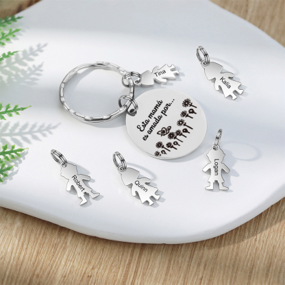 A mi mamá - Llavero con 4 nombres personalizados en "niños"-Jessemade ES