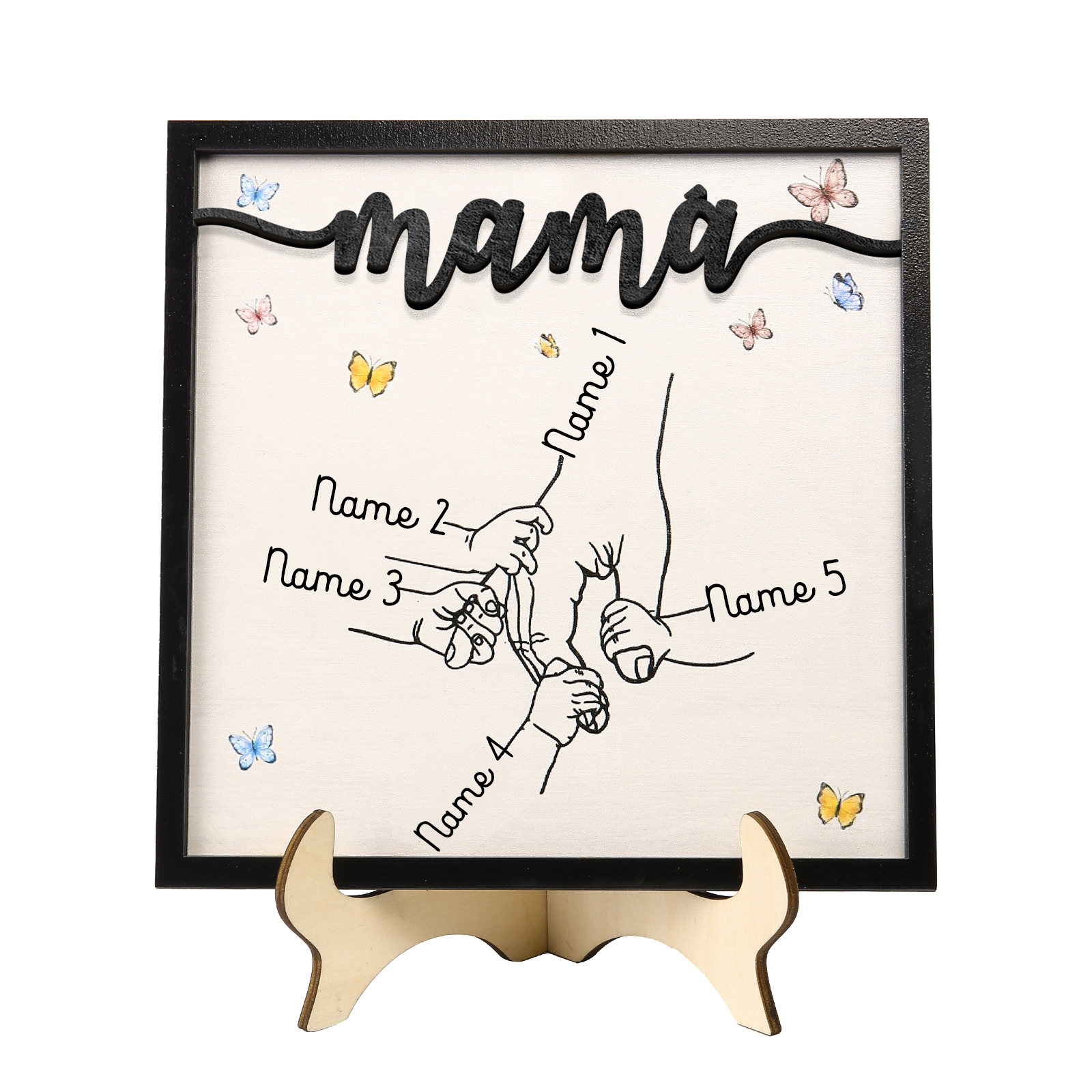 A mi mamá-Adorno 2-7 nombres personalizados decoración de madera mano con manitos-Jessemade ES