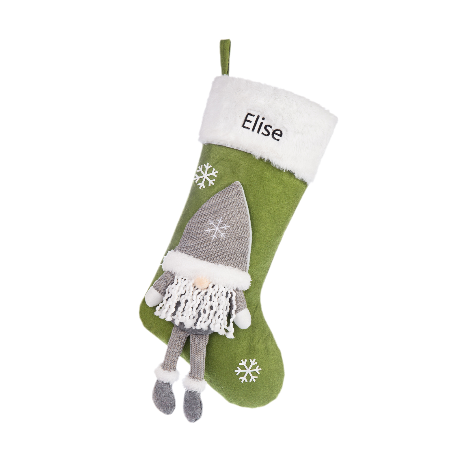 Adornos de medias navideñas con muñeco de genio Bolsa de regalo 1 Nombre personalizado-Jessemade ES