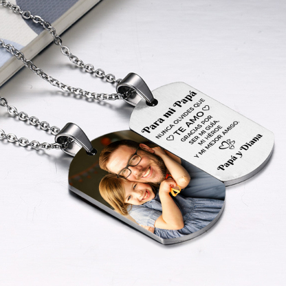 A MI PAPÁ-Collar de placa personalizada con texto y foto-Jessemade ES