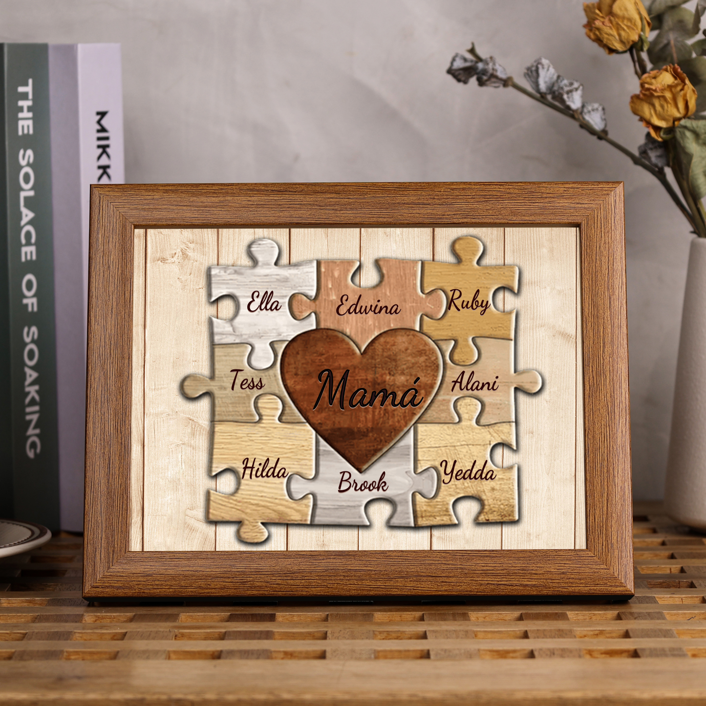 A mi abuela-Marco de 3-9 nombres personalizados rompecabezas de madera-Jessemade ES