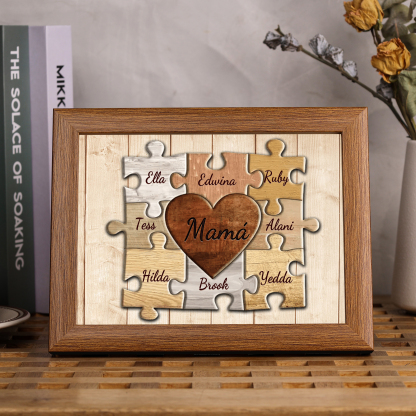 A mi abuela-Marco de 3-9 nombres personalizados rompecabezas de madera-Jessemade ES