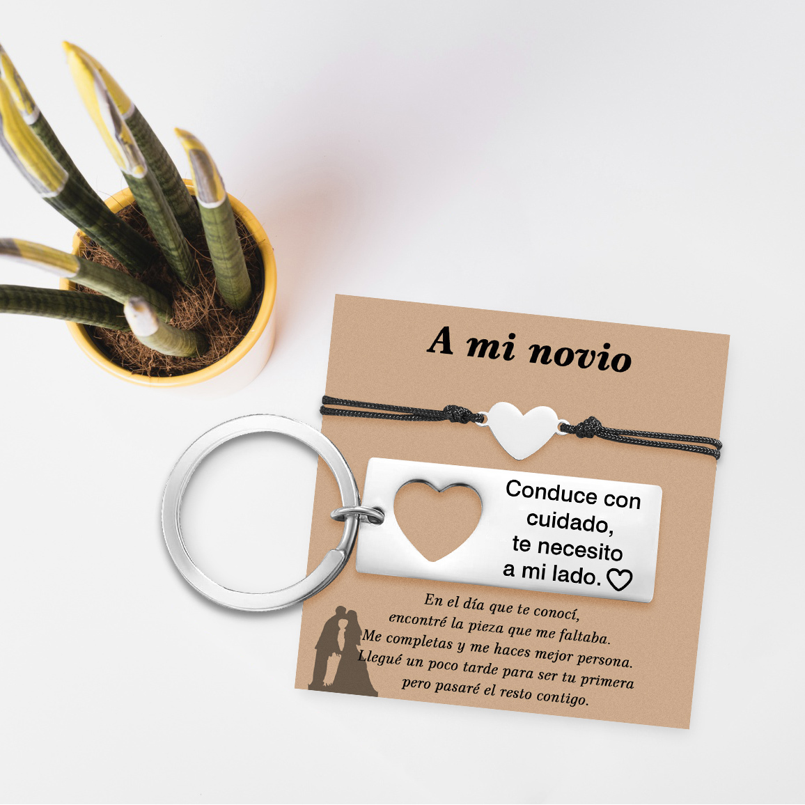 A mi novio-Pulsera y Llavero Combinación con Tarjeta