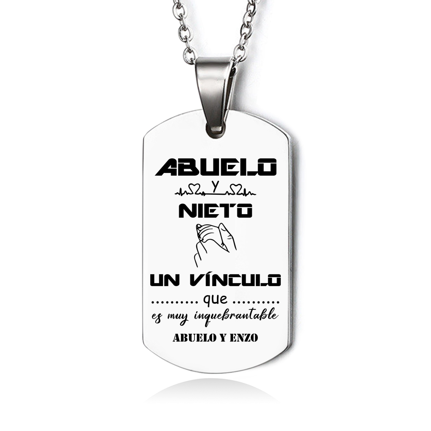 A MI ABUELO-Collar vínculo entre abuelo y nieto de placa personalizada con 1 texto-Jessemade ES