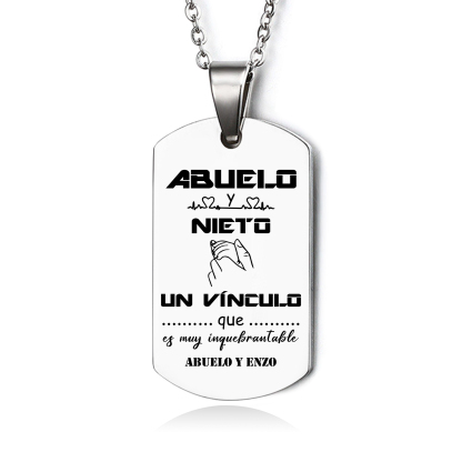 A MI ABUELO-Collar vínculo entre abuelo y nieto de placa personalizada con 1 texto-Jessemade ES