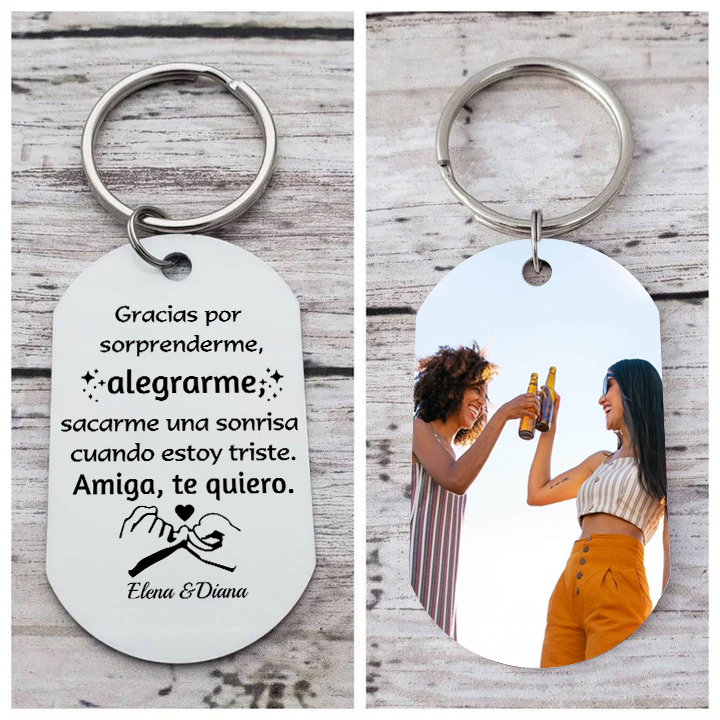 A mi amiga - Llavero con 2 nombres personalizados con foto-Jessemade ES