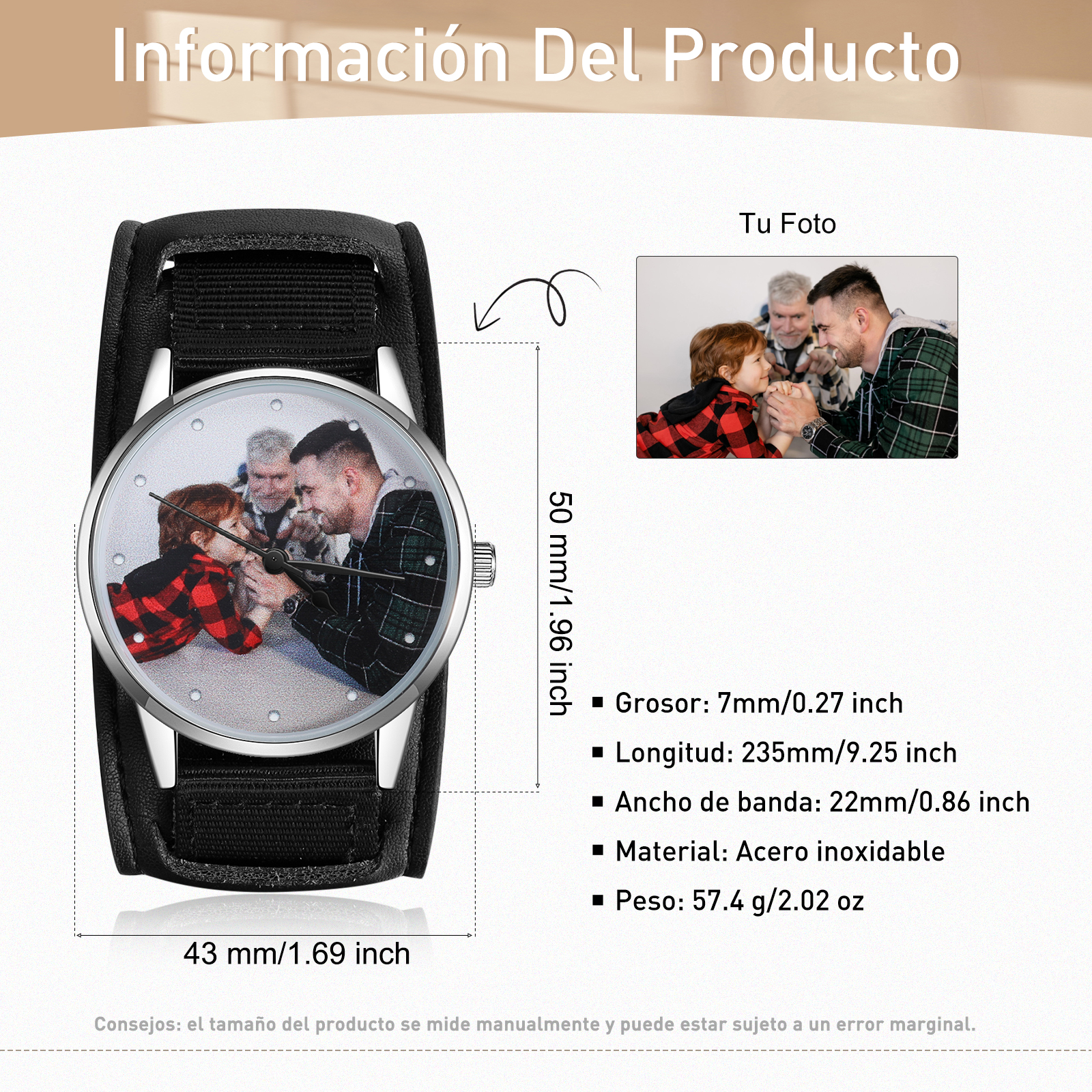 Reloj con 1 foto personalizada