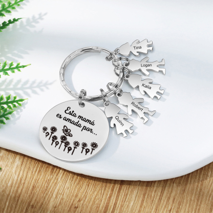 A mi mamá - Llavero con 5 nombres personalizados en "niños"-Jessemade ES