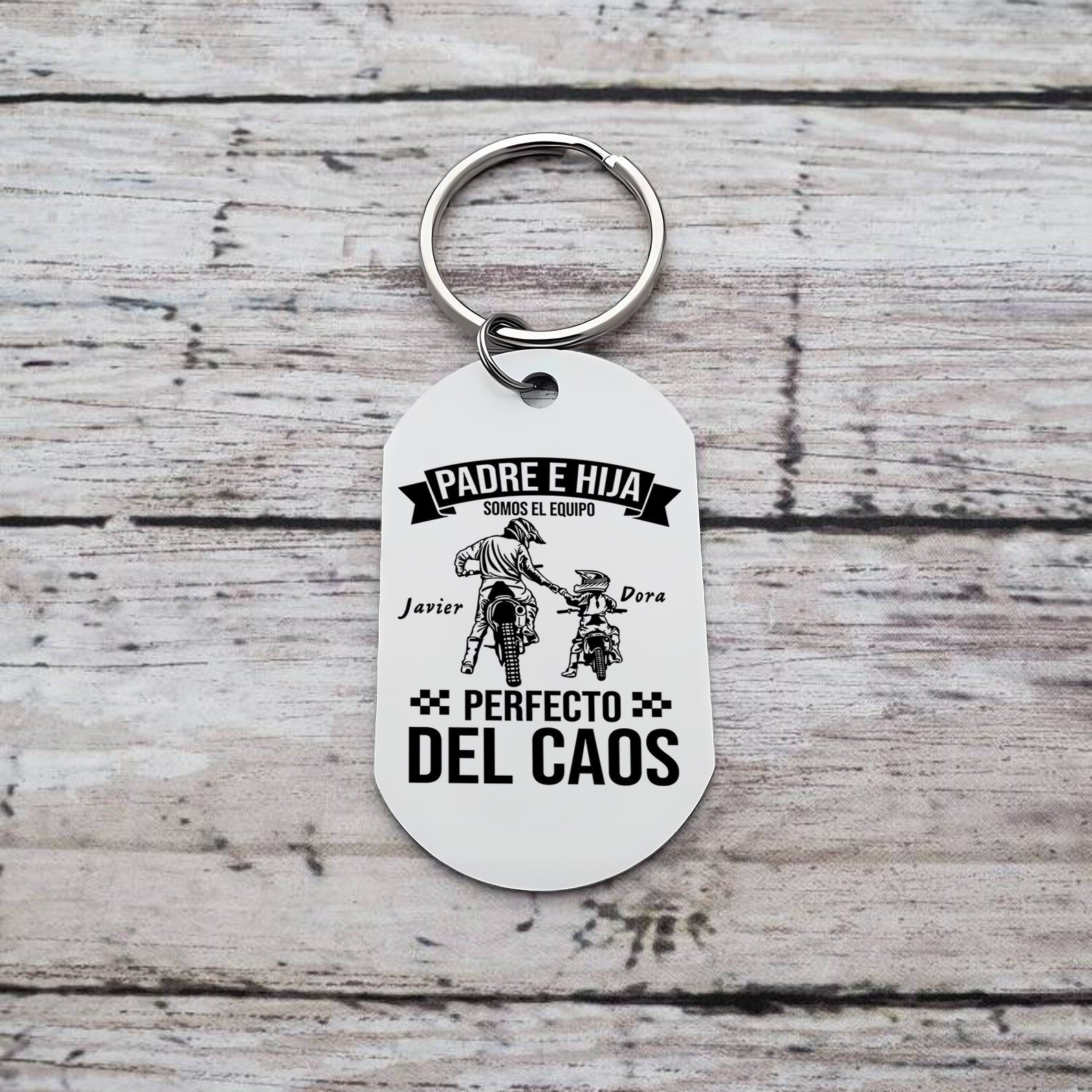 A mi papá-Llavero Personalizado PADRE E HIJA SOMOS EL EQUIPO PERFECTO 2 Nombres-Jessemade ES