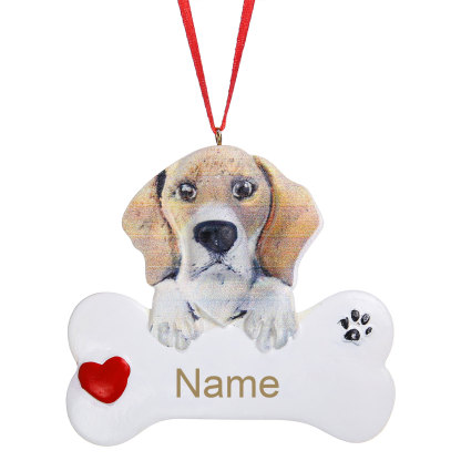 Navidad-Ornamento navideño de resina mascota perro Beagle 1 nombre personalizado adorno del árbol
