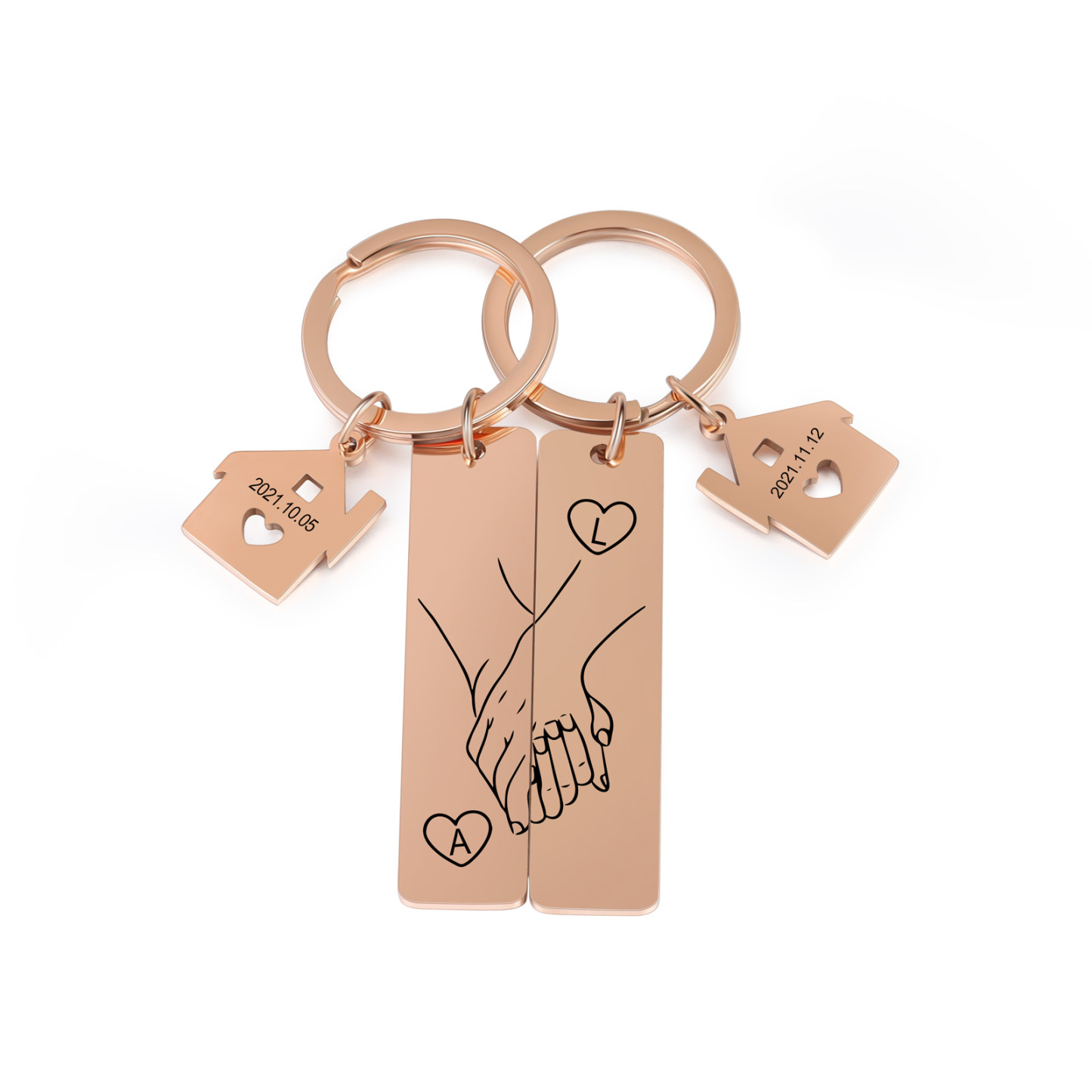 A mi querido-Llavero para pareja mano a mano 2 letras personalizadas con fecha-Jessemade ES