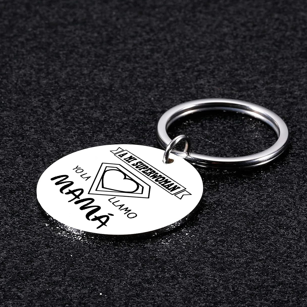 A mi mamá - Llavero de placa redonda "mi superwoman"-Jessemade ES