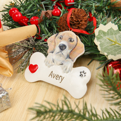 Navidad-Ornamento navideño de resina mascota perro Beagle 1 nombre personalizado adorno del árbol