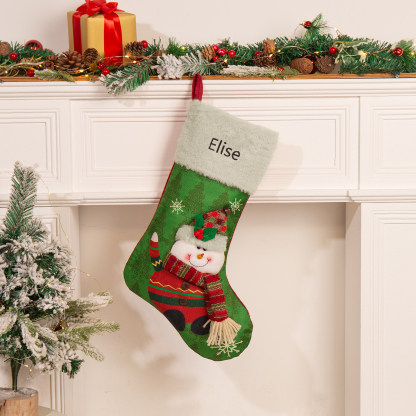 Adornos de medias navideñas con muñeco Bolsa de regalo 1 Nombre personalizado-Jessemade ES