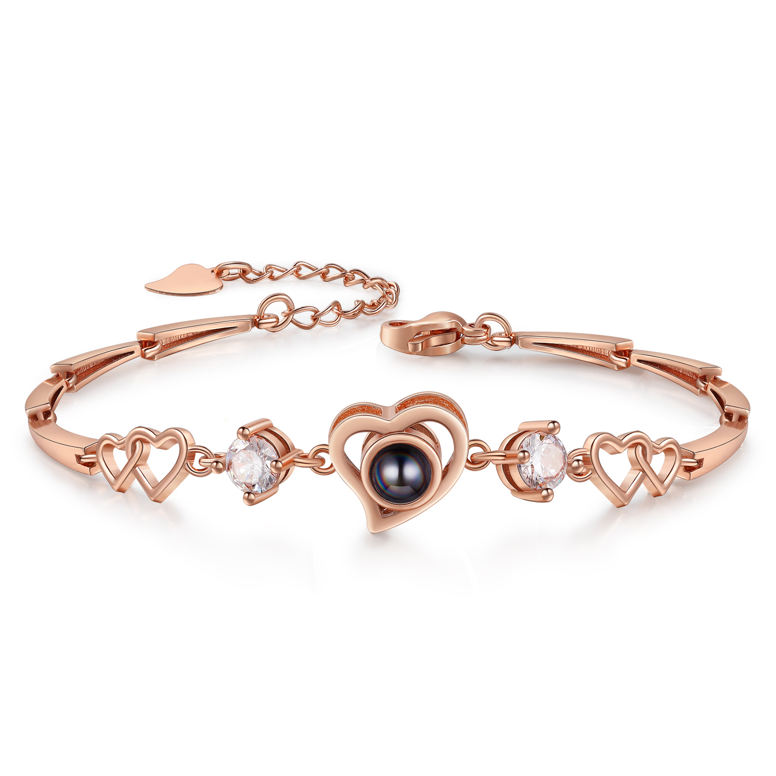 Pulsera con dije de corazón con proyección de foto en color para mujer, Brazalete de proyección-Jessemade ES