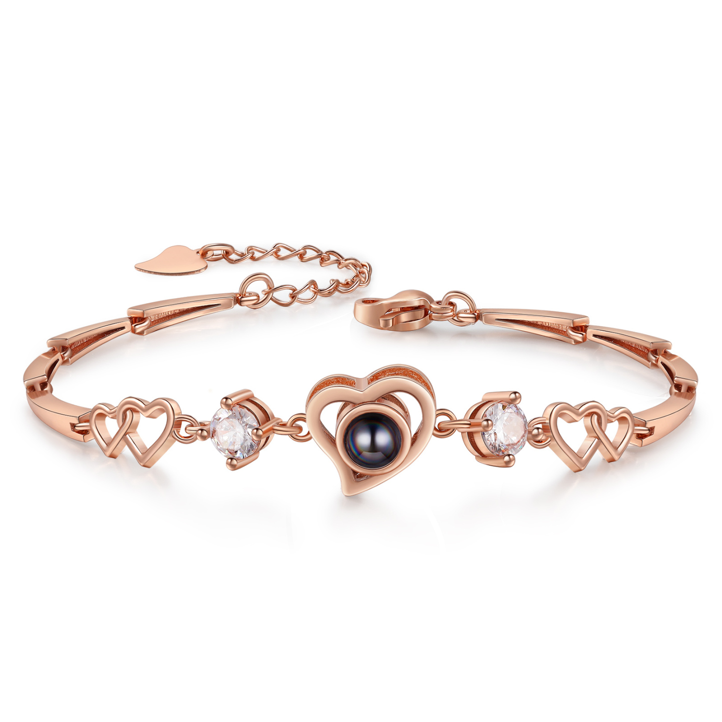 Pulsera con dije de corazón con proyección de foto en color para mujer, Brazalete de proyección-Jessemade ES