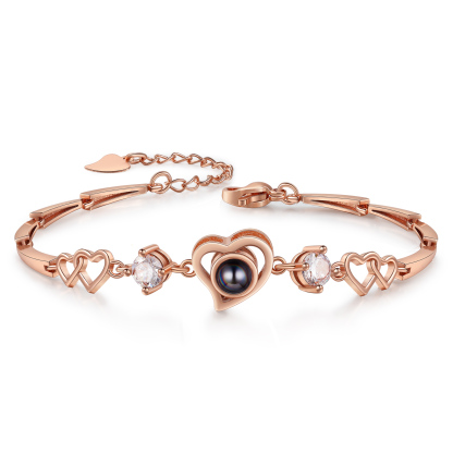 Pulsera con dije de corazón con proyección de foto en color para mujer, Brazalete de proyección-Jessemade ES