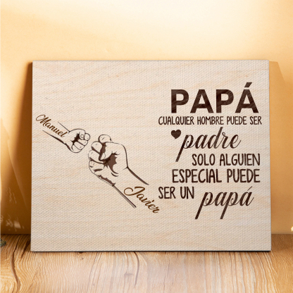A mi papá - Lámina 2-6 nombres personalizados marco de madera puño con puño-Jessemade ES
